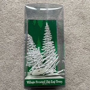Village Frosted Zig Zag Trees - White